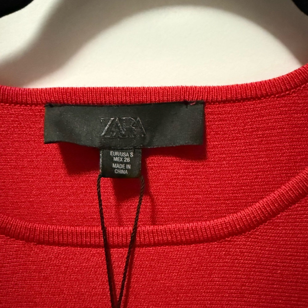 NWT Zara Vibrant Red Peplum Knit Top - Picture 7 of 7